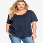 Stretch Knit V-neck Short Sleeve Tunic image number null