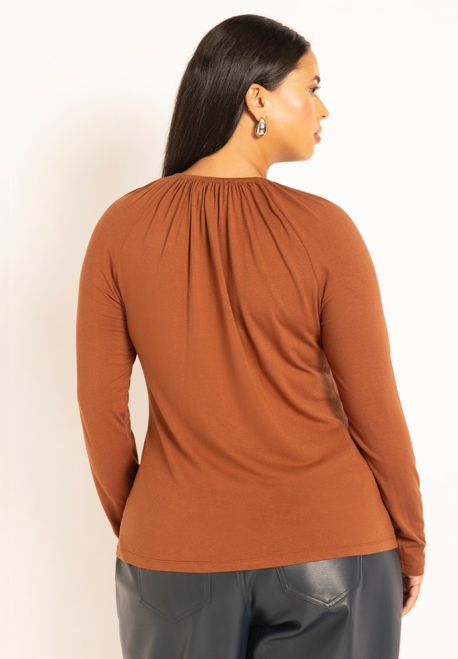 Shirring Detail V-Neck Top image number null