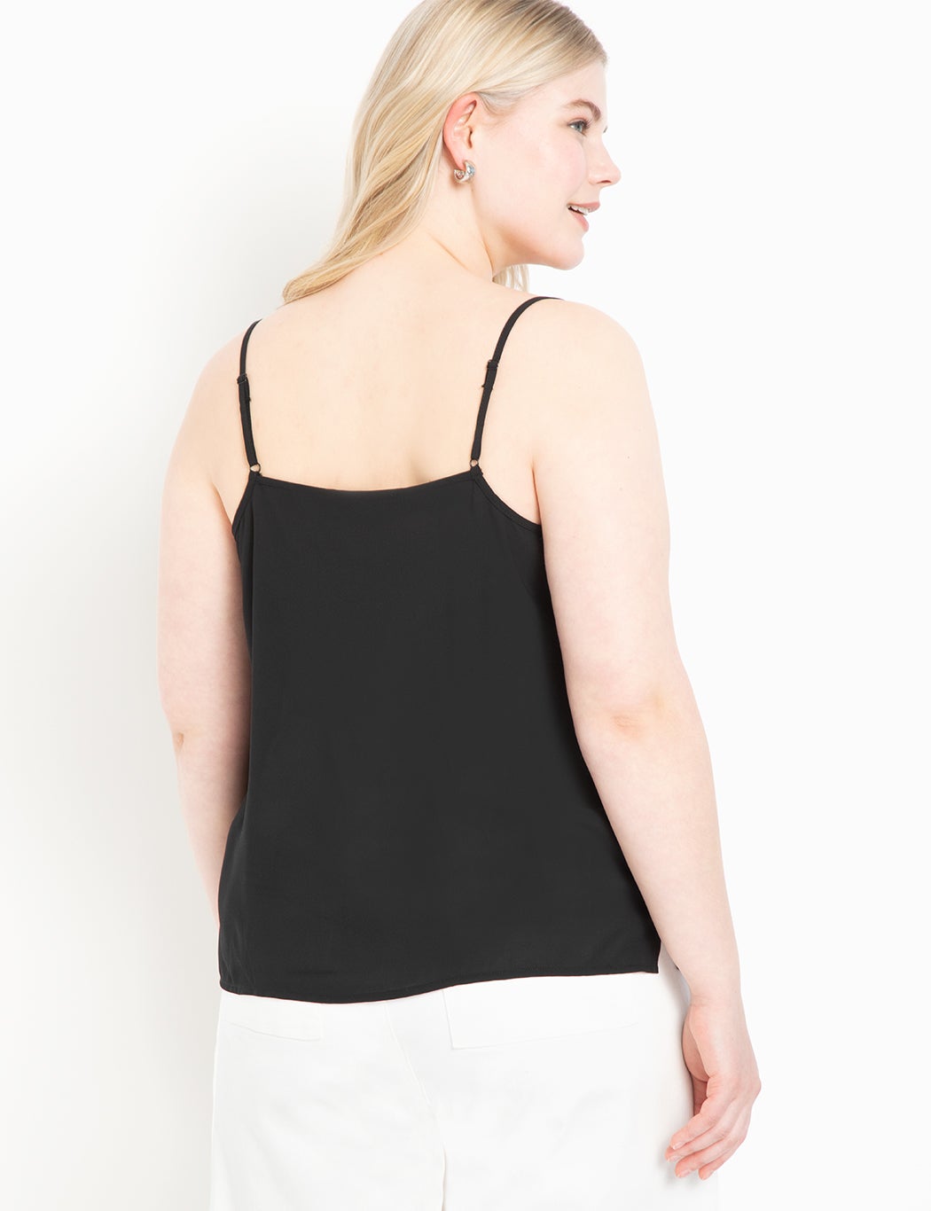 V-Neck Cami with Adjustable Straps for Women, Black | ELOQUII