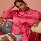 Satin Collared Blouse with Bow image number null