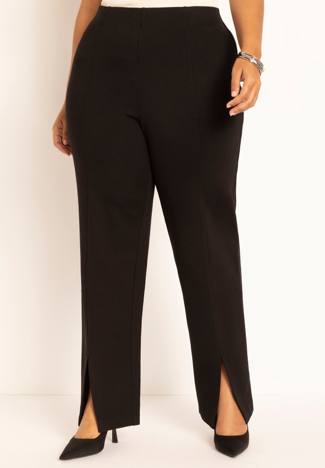 Front Slit Straight Leg Knit Trouser image number null