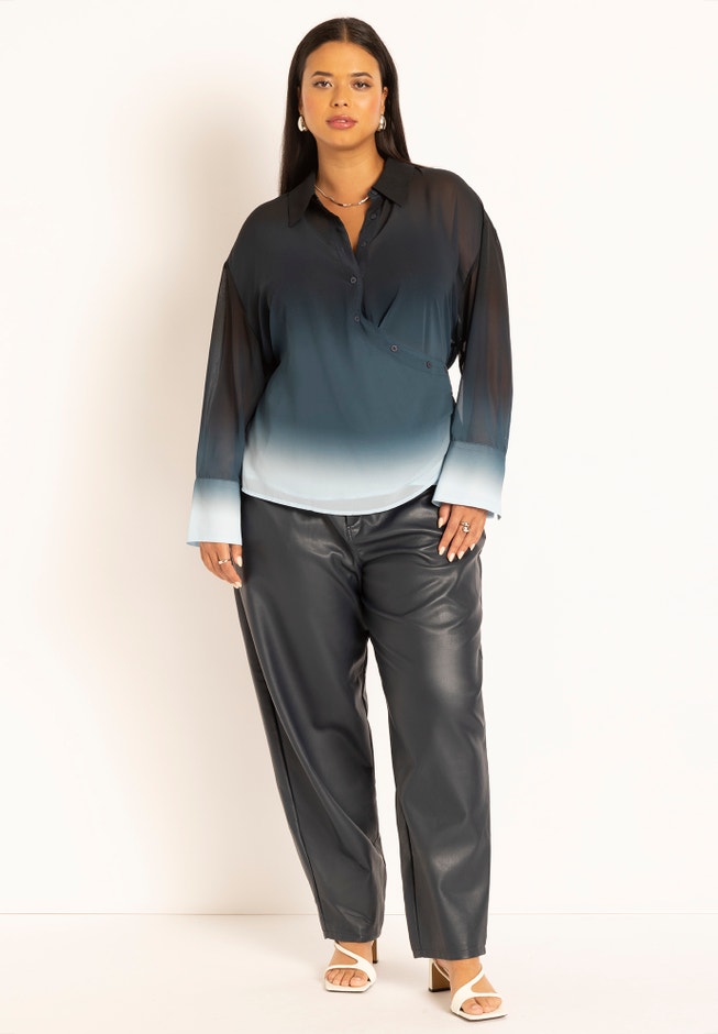 Tapered Leg Faux Leather Pant image number null