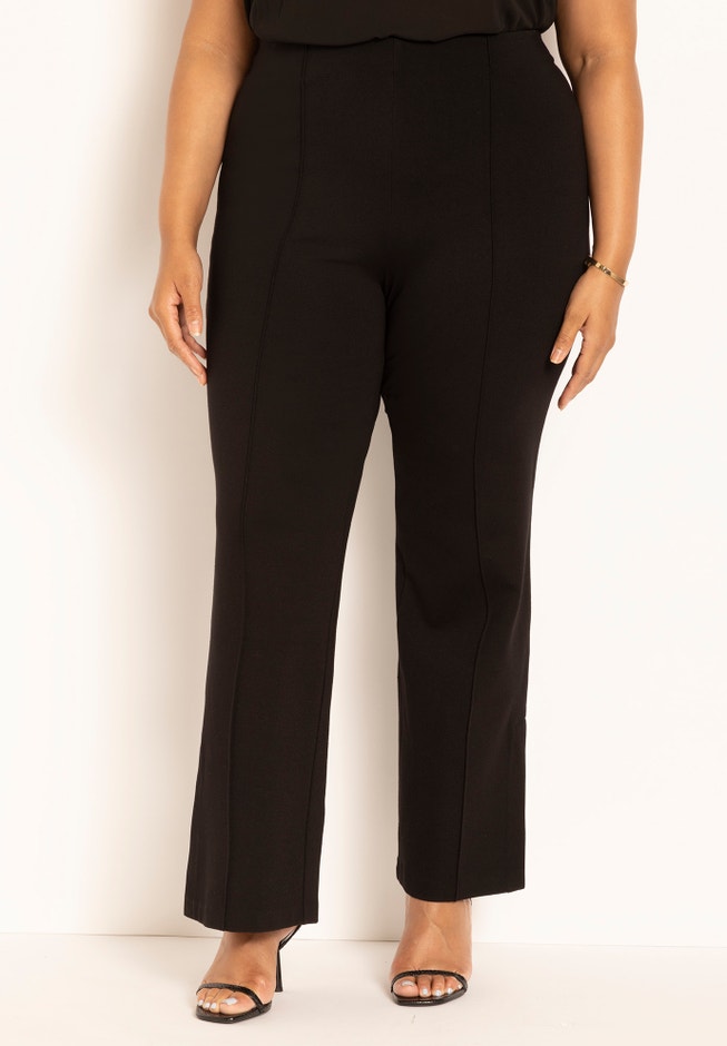 Side Slit Straight Leg Knit Trouser image number null
