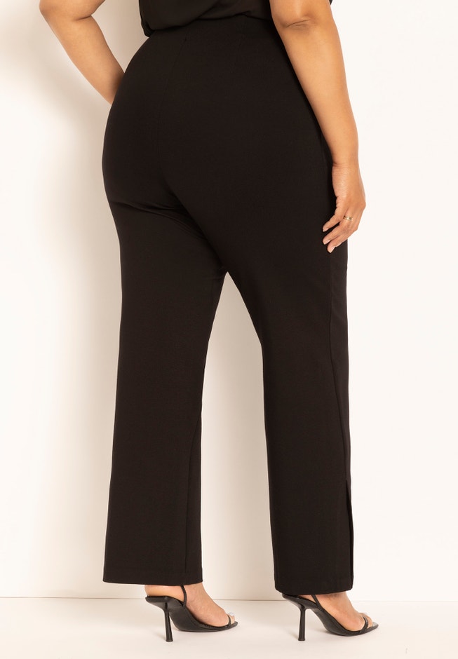Side Slit Straight Leg Knit Trouser image number null