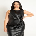 Draped Faux Leather Dress image number null
