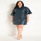 Boxy Faux Leather Shirt Dress image number null