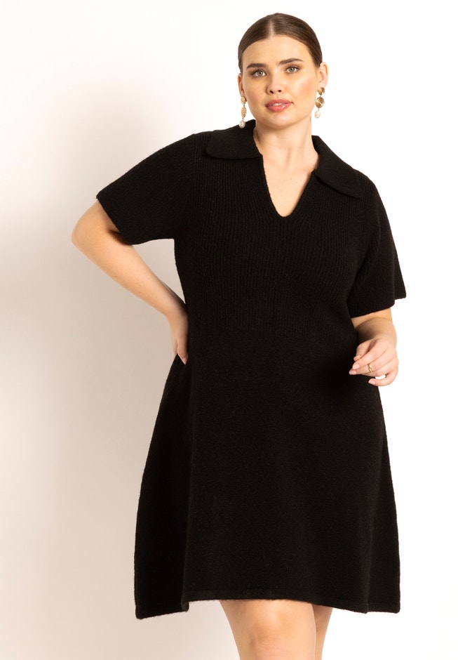 Mini Sweater Dress With Collar image number null