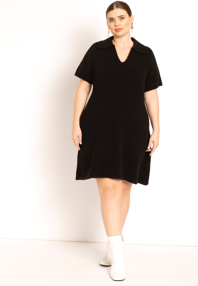 Mini Sweater Dress With Collar image number null