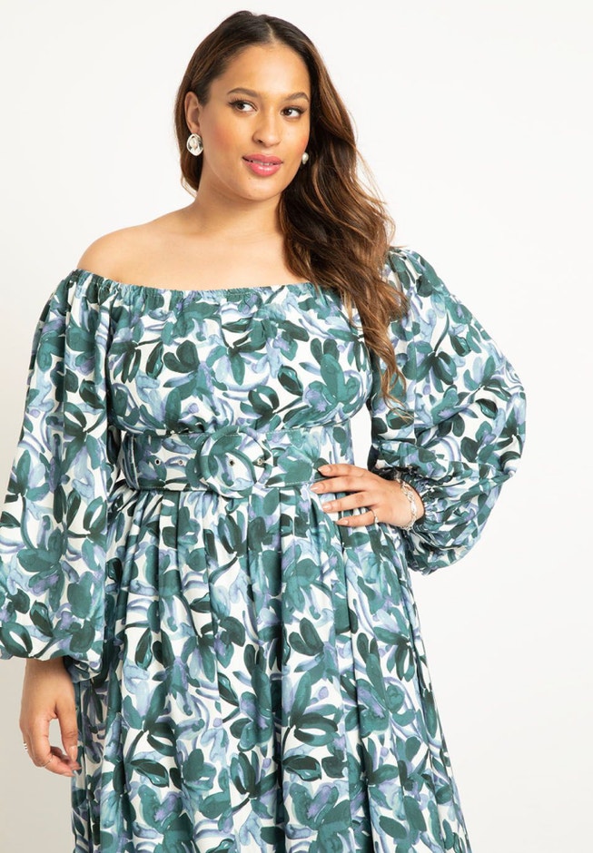 Maelis Off-Shoulder Puff Sleeve Maxi Dress Vanilla