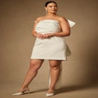 Bridal by ELOQUII Strapless Mini Dress With Draped Train image number null