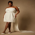 Bridal by ELOQUII Strapless Mini Dress With Draped Train image number null