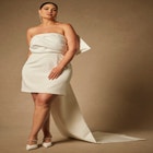 Bridal by ELOQUII Strapless Mini Dress With Draped Train image number null