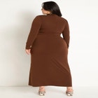 Mockneck Knit Dress With Wrapover Skirt image number null