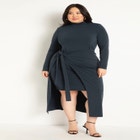 Mockneck Knit Dress With Wrapover Skirt image number null