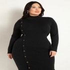 Asymmetrical Button Detail Sweater Dress image number null