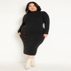 Asymmetrical Button Detail Sweater Dress image number null