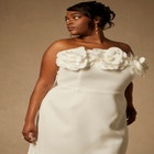 Bridal by ELOQUII Strapless Mini Dress With Rosette image number null