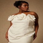 Bridal by ELOQUII Strapless Mini Dress With Rosette image number null