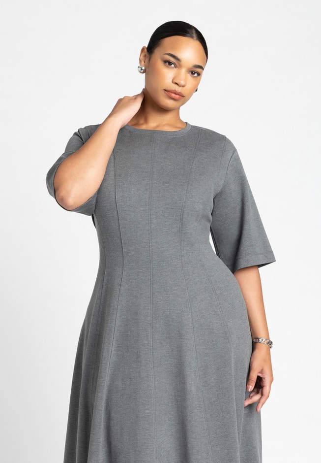 Eloquii Women's Plus Size Seam Detail Ponte Workwear Midi Dress Eloquii Women's Plus Size Seam Detail Ponte Workwear Midi Dress