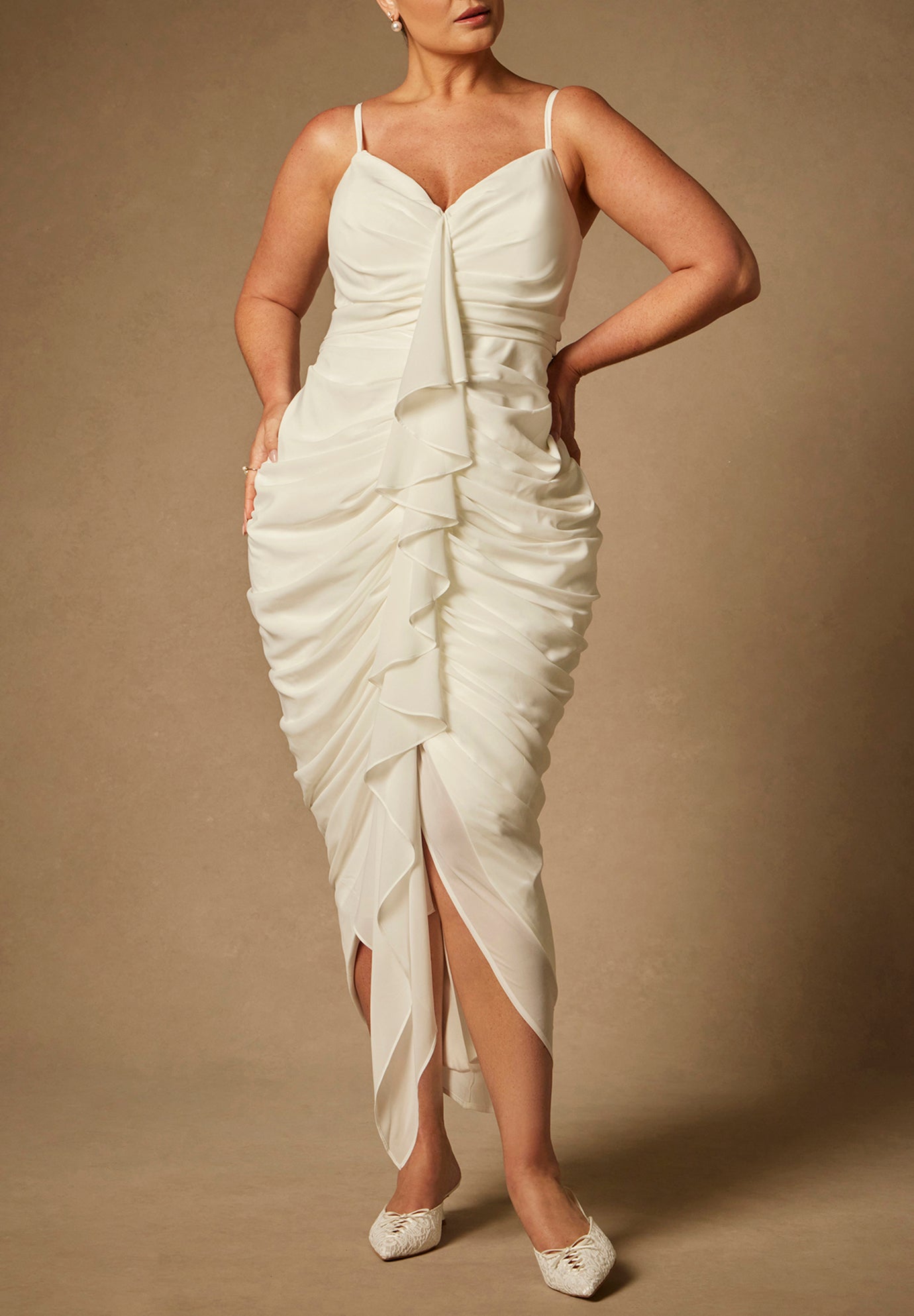 Bridal By Eloquii Draped Dress With Cascade image number 0