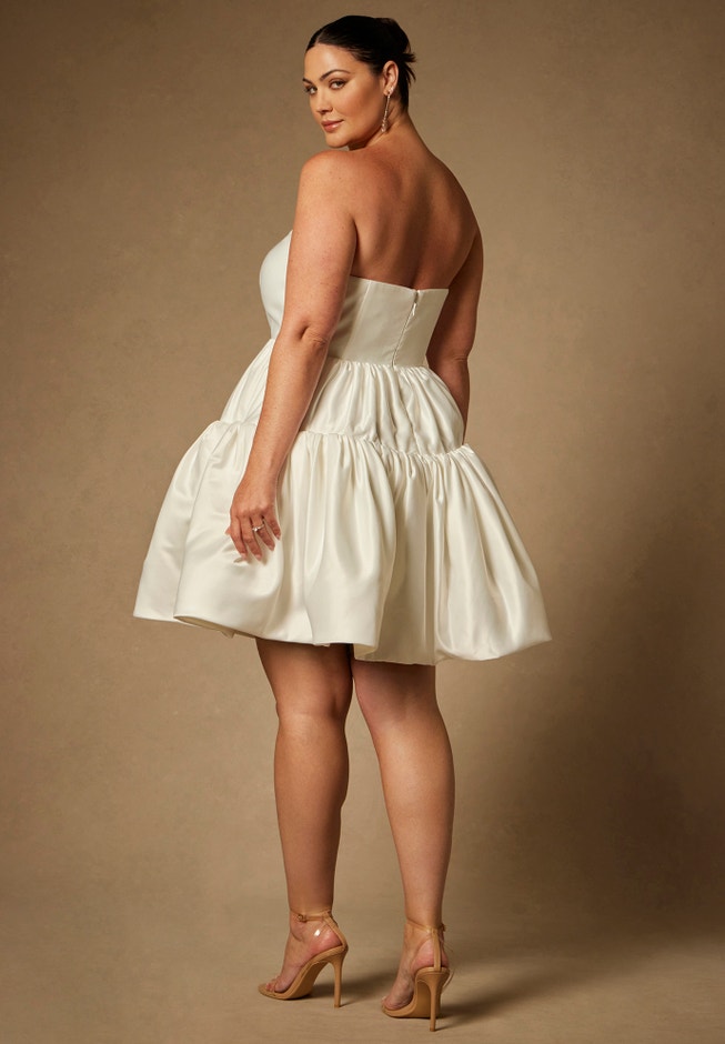 Bridal by ELOQUII Mini Flare Dress With Structured Bodice image number 1