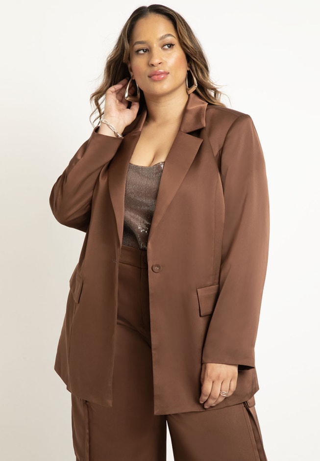 Oversized Satin Blazer image number null