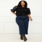 ELOQUII Elements Leather Sleeve Sweatshirt image number null