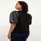 ELOQUII Elements Leather Sleeve Sweatshirt image number null