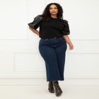 ELOQUII Elements Leather Sleeve Sweatshirt image number null