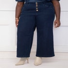 ELOQUII Elements High Rise Button Fly Wide Leg Trouser image number null