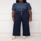 ELOQUII Elements High Rise Button Fly Wide Leg Trouser image number null