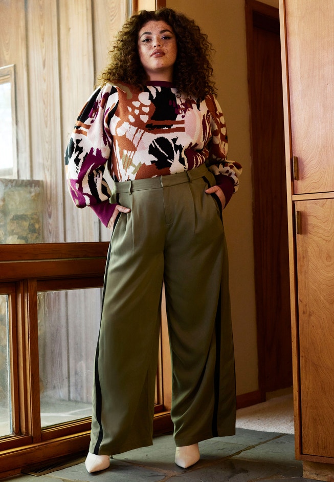 ELOQUII Elements Relaxed Fit Side Detail Trouser image number 0