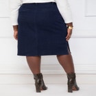ELOQUII Elements High Rise Button Fly Denim Skirt image number null
