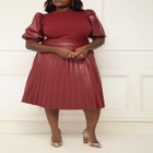 ELOQUII Elements Pleated Faux Leather Skirt image number null