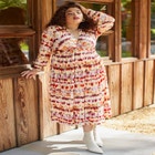 ELOQUII Elements Knot Front Pleated Skirt Dress image number null