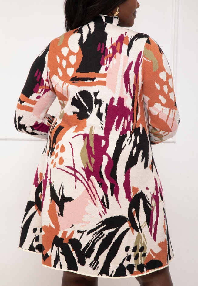 ELOQUII Elements Intarsia Fit & Flare Sweater Dress image number 2