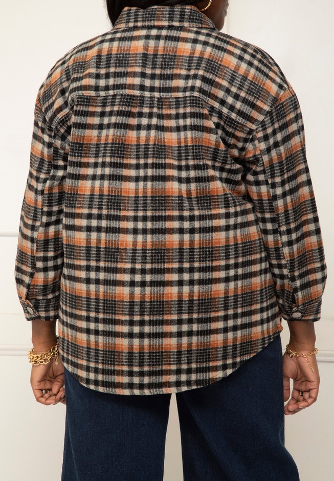 ELOQUII Elements Plaid Schacket image number 1