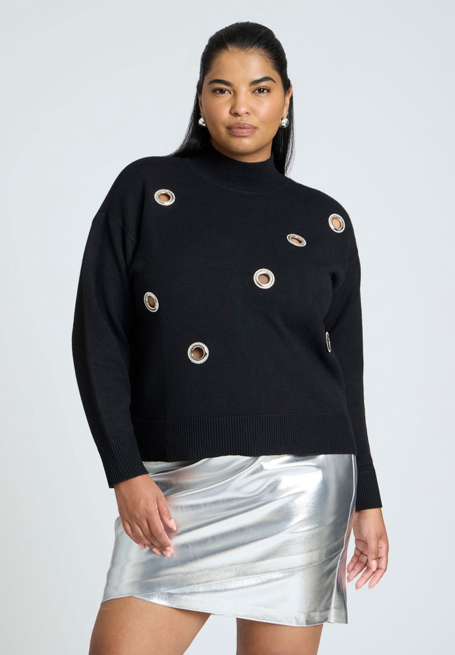 Oversized Grommet Sweater image number null