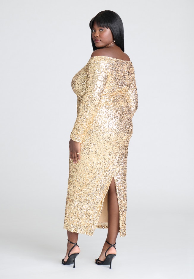 Off The Shoulder Sequin Column Dress image number 2