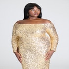 Off The Shoulder Sequin Column Dress image number null