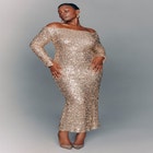 Off The Shoulder Sequin Column Dress image number null