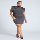 Draped Neck Rhinestone Mini Dress image number null