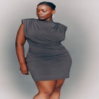 Draped Neck Rhinestone Mini Dress image number null