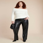 Off The Shoulder Cableknit Sweater image number null