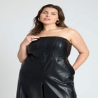 Strapless Faux Leather Jumpsuit image number null