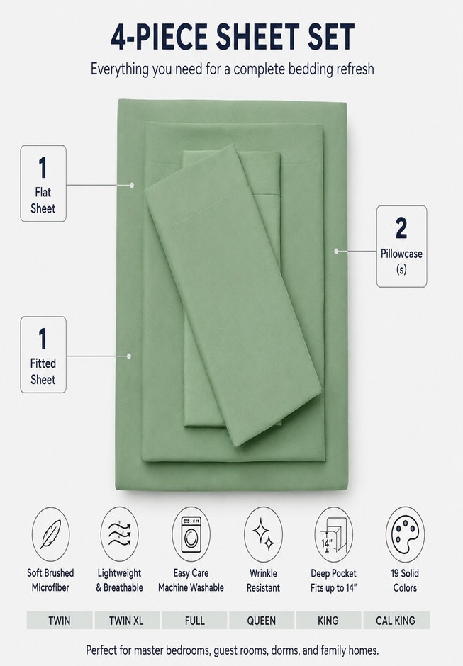 BH Studio Solid Microfiber Sheet Set image number 2