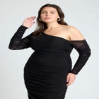 Ruched Asym Maxi Dress image number null