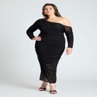 Ruched Asym Maxi Dress image number null