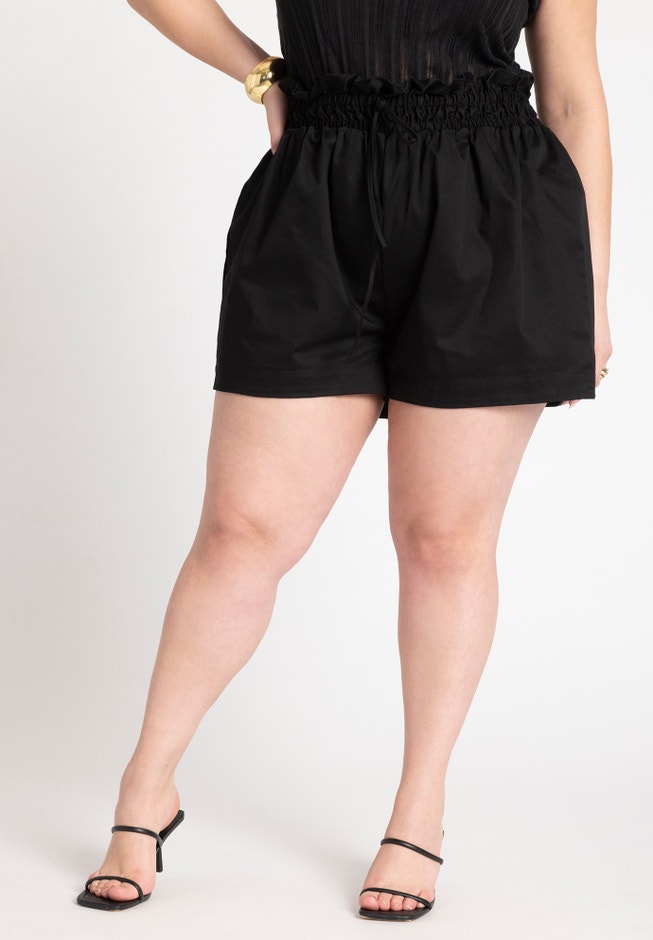 Ruffle Waist Shorts With Tie image number 1
