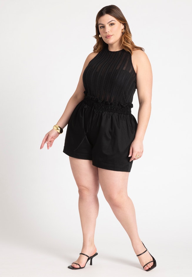 Ruffle Waist Shorts With Tie image number 0